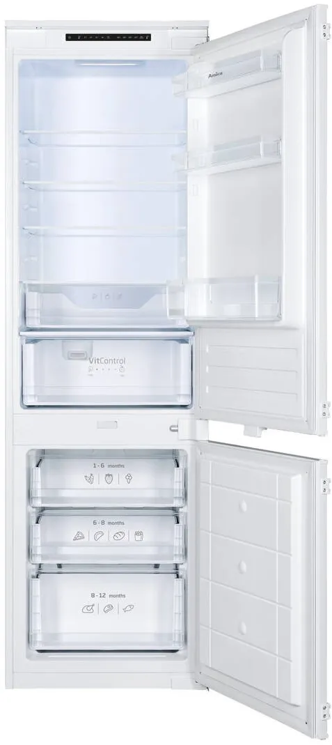 HANSA Combina frigorifica incorporabila Amica, 244 L, No Frost, Clasa E, control electronic, usi reversibile, SafetyGlass, rafturi reglabile, alb