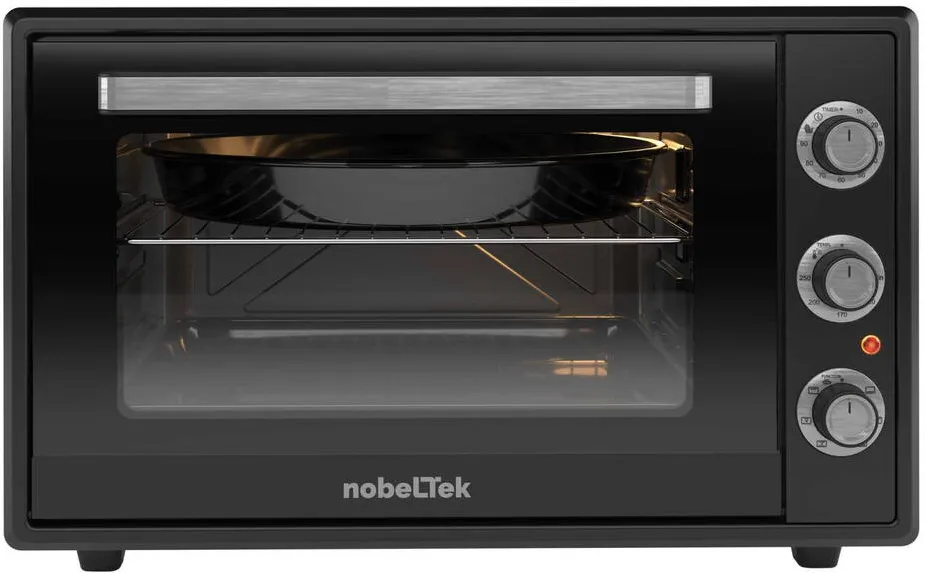 NobeLTek Cuptor electric NLT FSO60BK, 60L, 2000W, grill, timer, termostat, sticla dubla, ventilator, iluminare, Negru