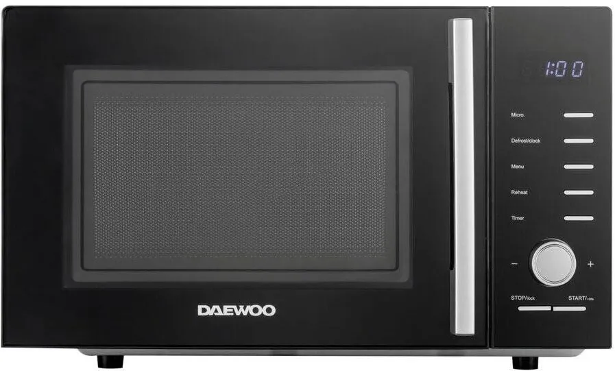Cuptor cu Microunde DAEWOO KOR-25RBK 25L, 850W, control digital, 5 trepte putere, 8 programe presetate, display LED alb, farfurie 28, 5 cm, Negru