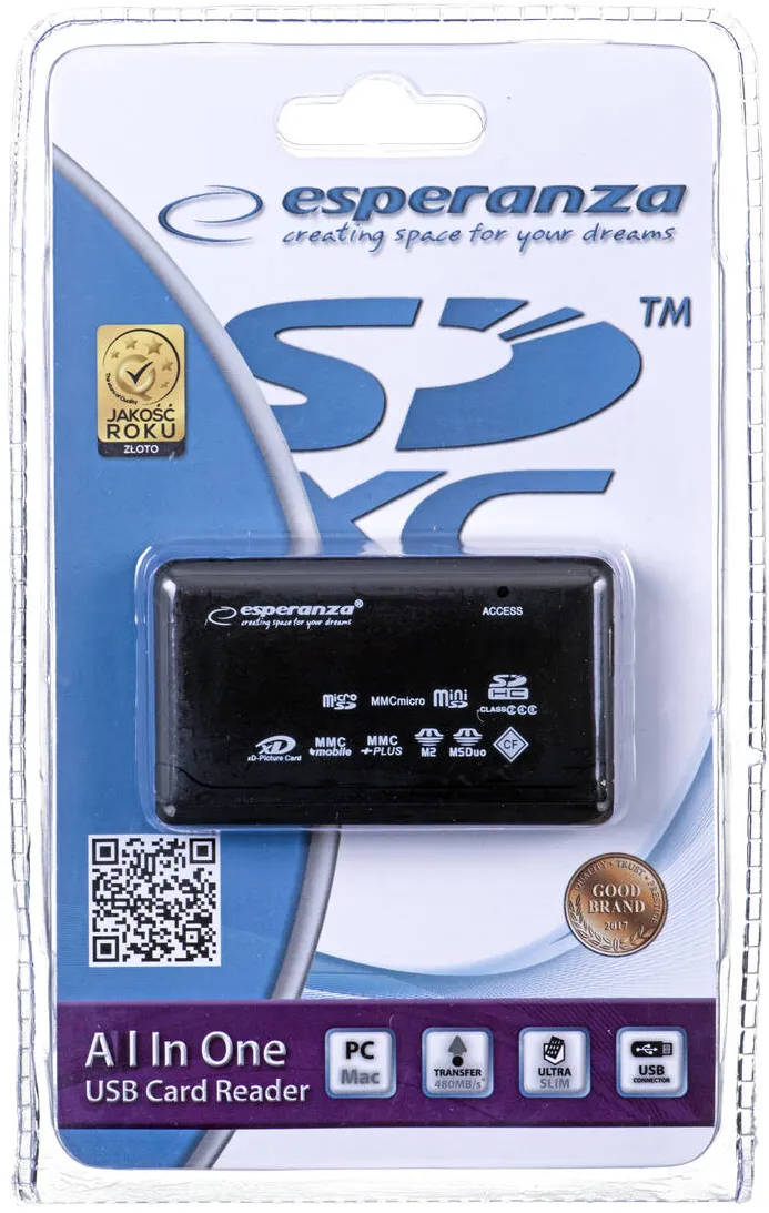 Card Reader Esperanza EA119 Black USB 2.0