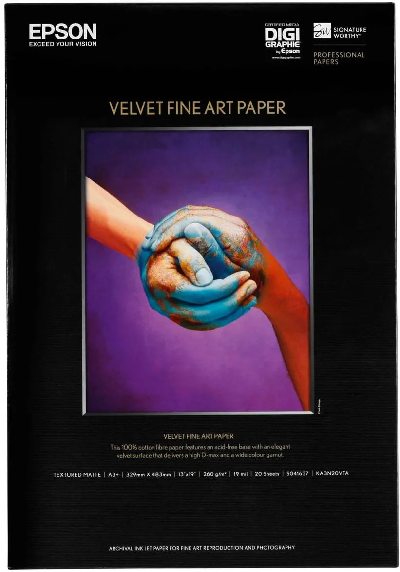 Hartie Foto Epson Velvet Fine Art Paper A 3+ 20 Sheet, 260 g S 041637