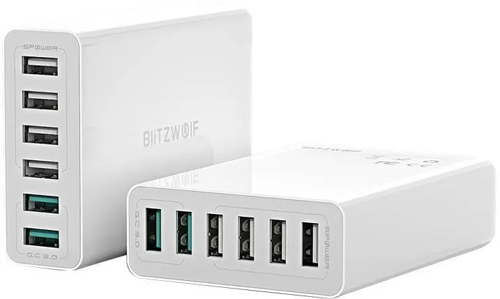 Incarcator GSM BlitzWolf 6x USB BW-S15, QC 3.0, 60 W - Alb