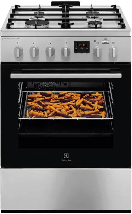 Aragaz LKK660220X, Mixt, 4 arzatoare, Siguranta plita, Aprindere integrata, Cuptor electric, Plus Steam, AirFry, Timer, Grill electric, Clasa A, 60 cm, Inox