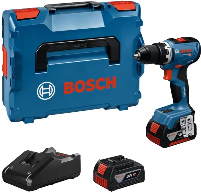 BOSCH Masina de gaurit si insurubat (bormasina) pe acumulator Bosch Professional GSR 18V-65, 06019N3203, 18V, 63/31 Nm, 2100 RPM, mandrina metalica, Kickback control, motor fara perii, 2 acumulatori GBA 18V 5.0Ah, incarcator rapid GAL 18V-40, L-BOXX 136