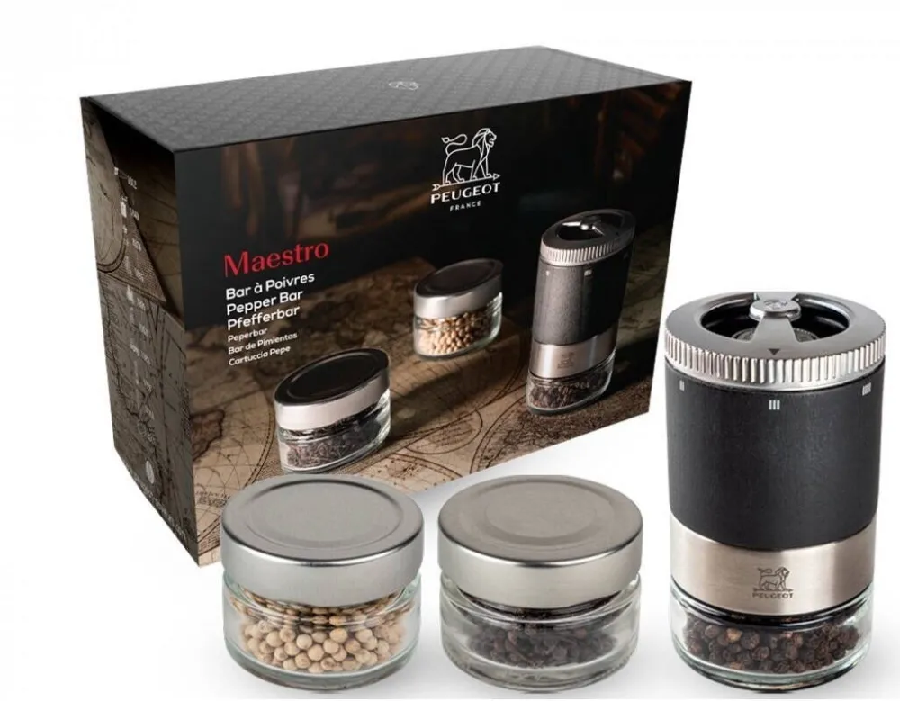 Peugeot Set 3 rasnite Peugeot, Sticla/Lemn, Negru