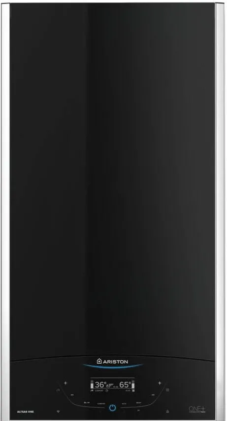 ARISTON Centrala termica murala in condensare Ariston ALTEAS ONE+ NET 30, 30kW, gaz natural + GPL, Wi-Fi, senzor camera Sensys HD inclus, panou frontal din sticla, ecran tactil, schimbator caldura otel inoxidabil, control vocal, fara kit inclus