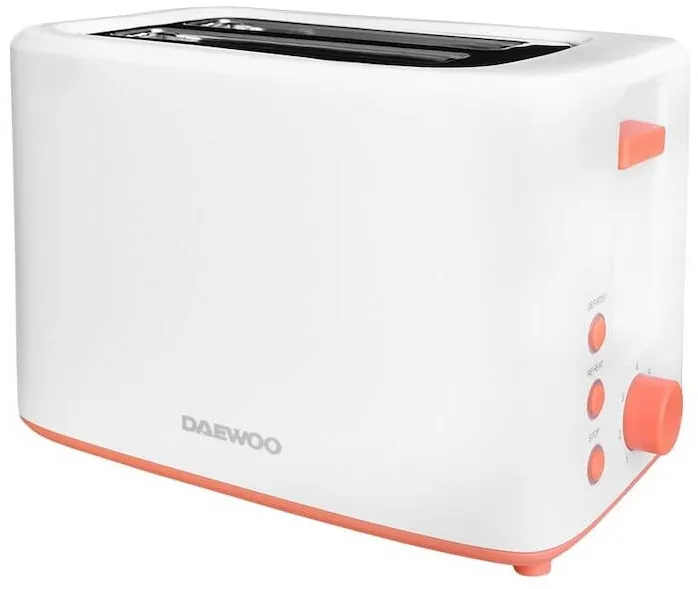 DAEWOO Prajitor de paine, 2 felii, 900W, Cool Touch, Alb, 28x18x19cm