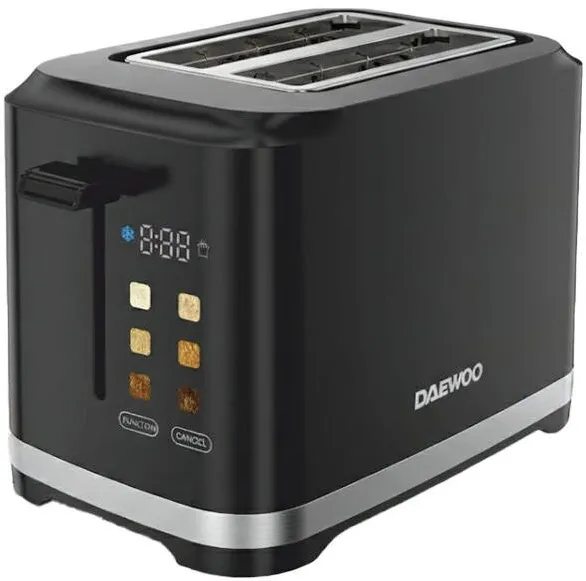 DAEWOO Prajitor de paine DBTCT80B, 800 W, display LED, functie reincalzire, functie decongelare, tavita pentru firimituri, control electronic rumenire, carcasa Cool Touch, negru