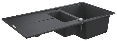 Grohe Chiuveta bucatarie Grohe, Granite Black, K400, 1000x500 mm, reversibil, 2 boluri, montare pe blat, evacuare automata, Kit montaj si evacuare inclus, Negru granit