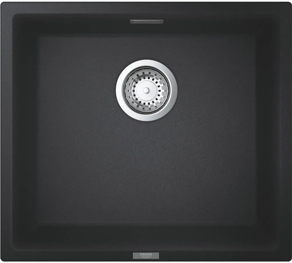 Grohe Chiuveta compozit K700U 31653AP0, 457x406 mm, montare sub blat, evacuare manuala, Kit montaj si evacuare inclus, Negru granit
