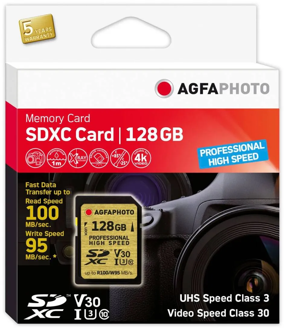 Card de Memorie AgfaPhoto SDXC UHS I  128GB Professional High Speed U3 V30