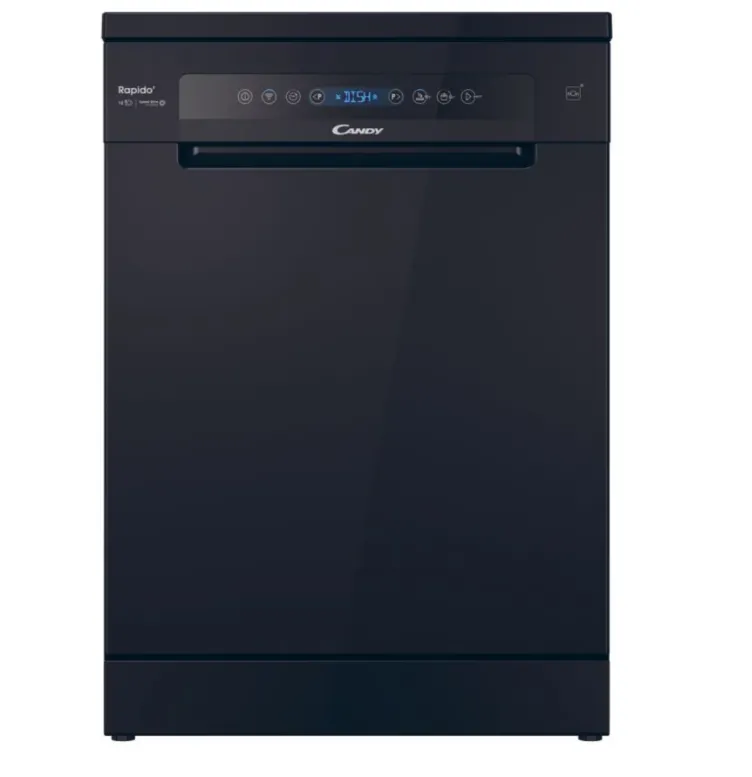 Masina de Spalat Vase CANDY Rapido CF 5C6F0B, 15 seturi, 8 programe, Clasa C, Wi-Fi, Wash & Dry 35', Motor Speed-Drive Inverter, Automatic Open Door, 60 cm, Negru