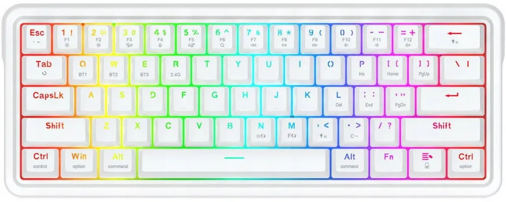 Tastatura Redragon Tastatura mecanica Draconic V2 K730W-RGB-PRO, iluminare RGB, wireless si cablat, alb, 60%