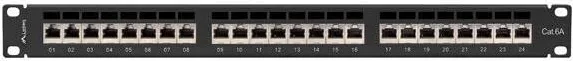 Accesoriu Retea LANBERG Panou de corectie 19"/1U cat. 6A, ecranat, 24 porturi, negru