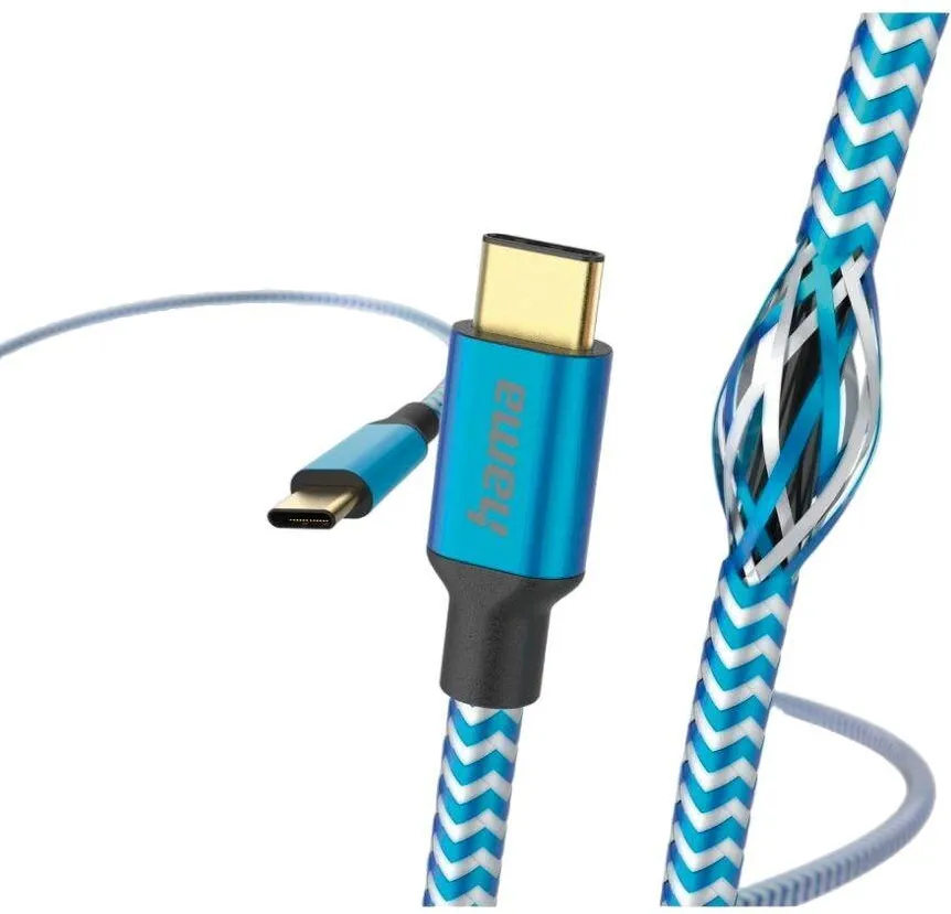 HAMA Cablu de date telefon, Hama, Type-C - Type C, albastru/alb, 1.5m
