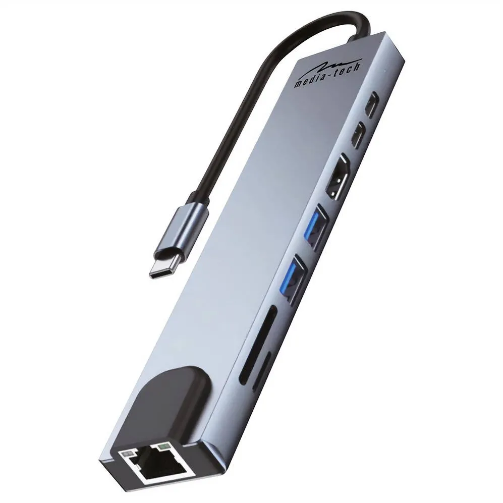 Docking Station Media-Tech Docking Station Media-Tech DOCKING STATION 8 IN 1 GIGA LAN HUB MT5046