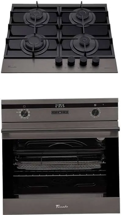 Tornado Pachet Cuptor electric incorporabil Tornado Eclipse, Dark Inox + Plita incorporabila Tornado Eclipse, Dark Inox
