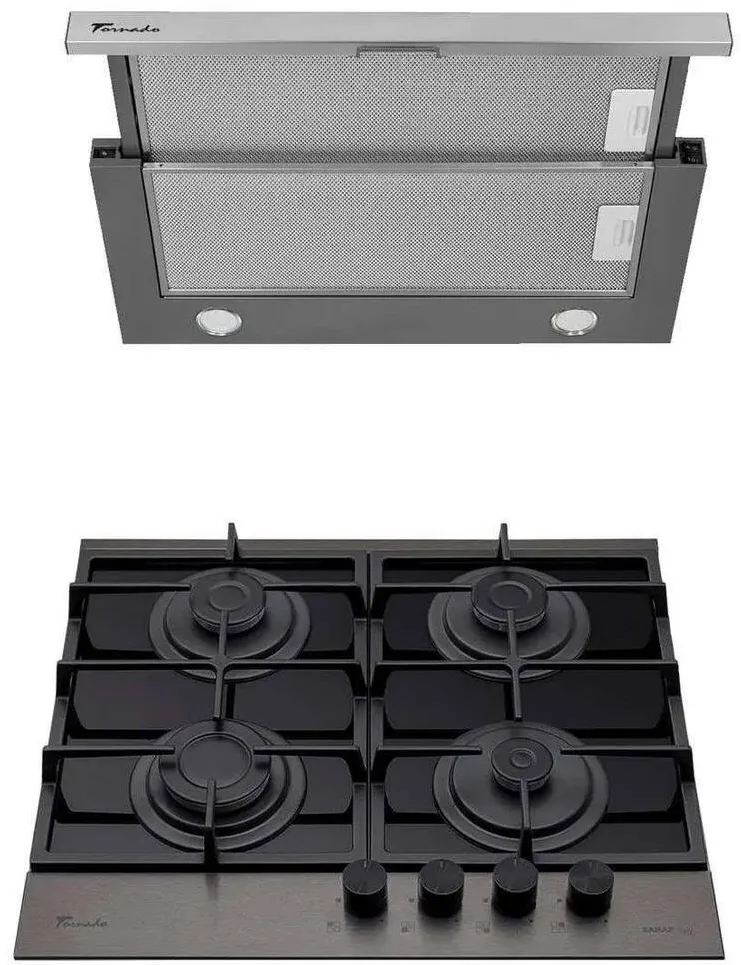 Tornado Pachet Plita incorporabila Tornado Eclipse + Hota Telescopica Tornado Sonora 1200 (60) Inox