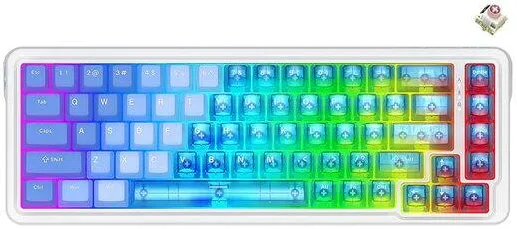 Tastatura Redragon Tastatura gaming mecanica Redragon Nova Magnetic alba cu albastru si taste transparente iluminare RGB
