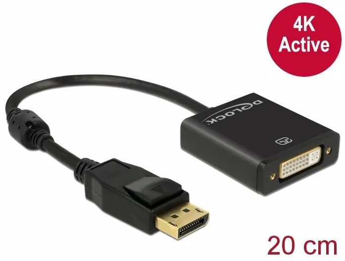 Adaptor DELOCK 62599, DisplayPort 1.2 tata > DVI mama 4K Activ negru