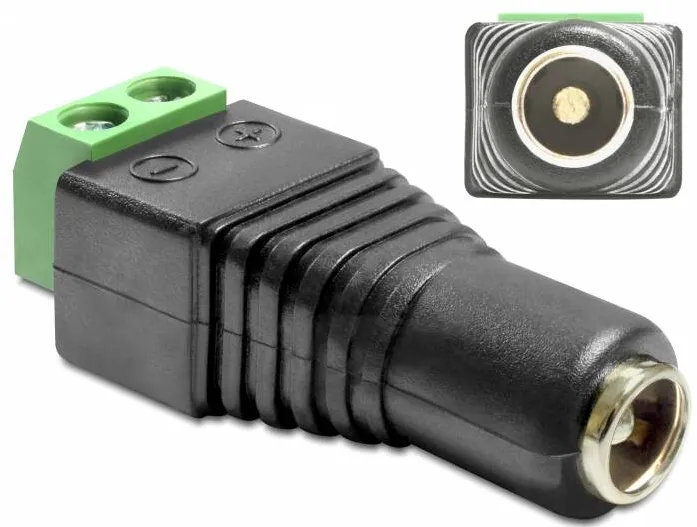 Adaptor DELOCK 65485, power 2 pin terminal block to DC jack 5.5 x 2.5 mm