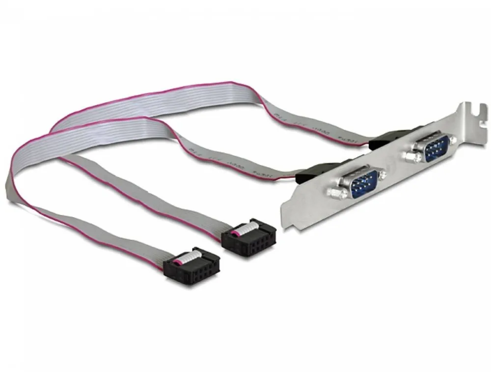 DELOCK 89083, Slotbracket > 2x serial - serial panel - 9 pin serial header to DB-9 - 27 cm