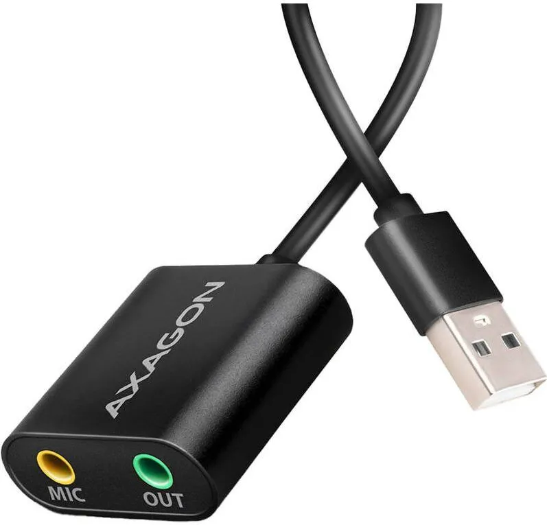 Adaptor AXAGON ADA-12, 1x USB Male - 2x Jack 3.5 mm Female, negru