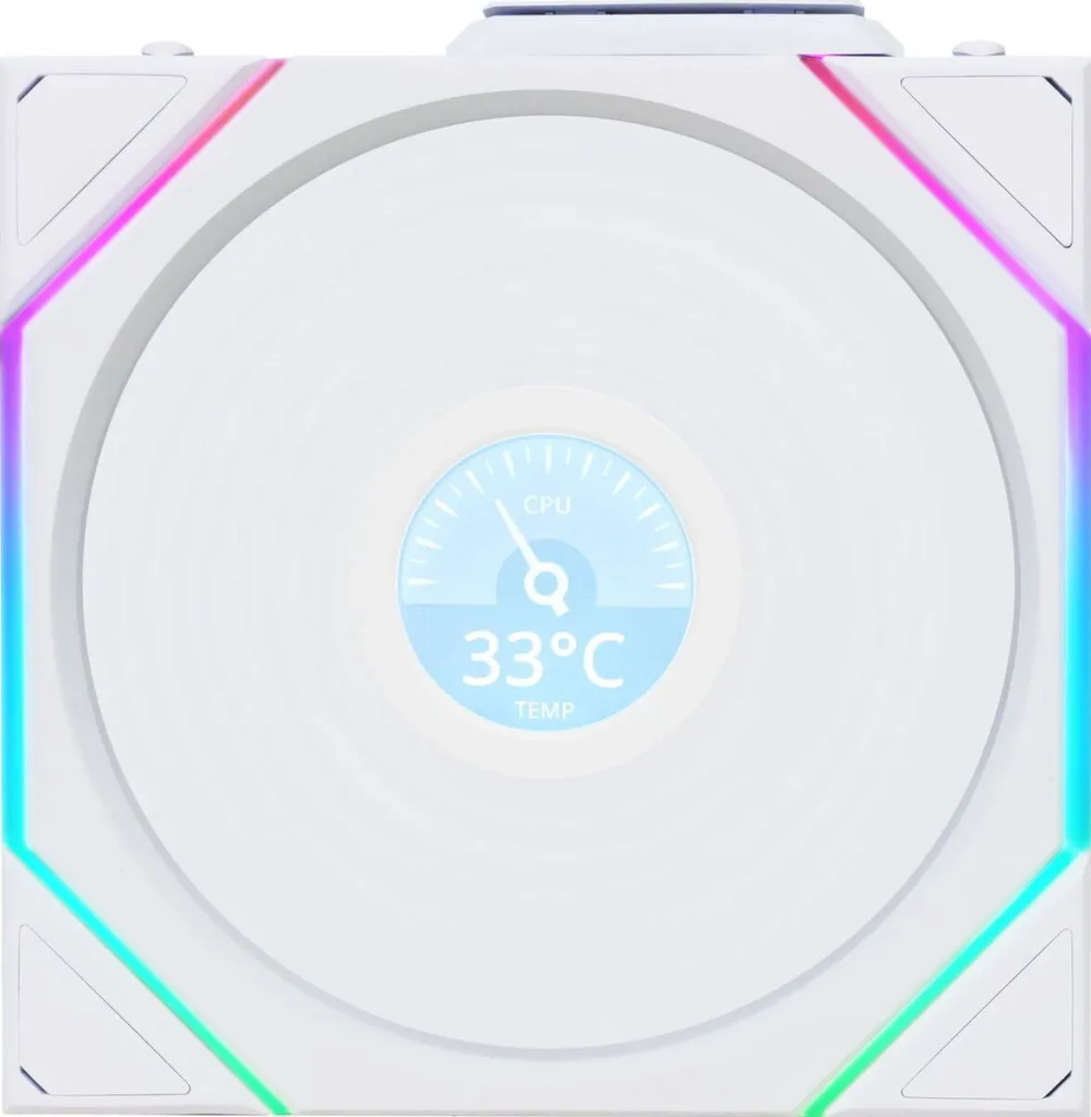 Lian Li UNI FAN TL Wireless LCD Display, ARGB, PWM, Reverse Blade, 120 mm, White