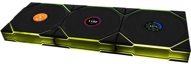 Ventilatoare Lian Li UNI FAN TL Wireless LCD, ARGB, PWM, 3Pack + Controller - Reverse Blade, 120mm, Black