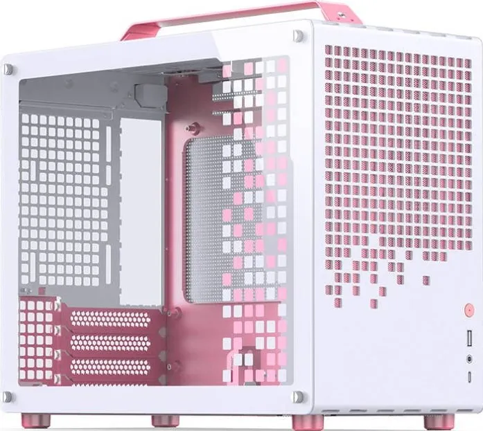 Carcasa PC Jonsplus Z20 Micro-ATX, mit Tragegriff - Alb/pink