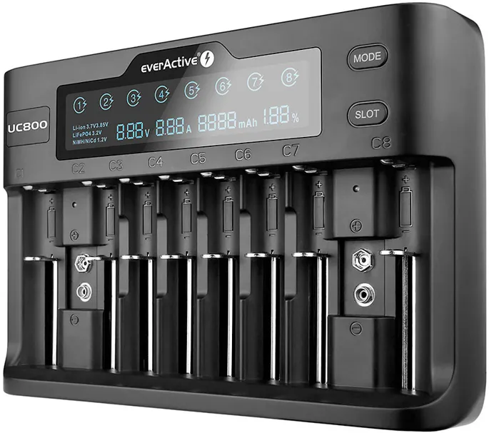 everActive Charger for cylindrical Li-ion and Ni-MH batteries everActive UC-800
