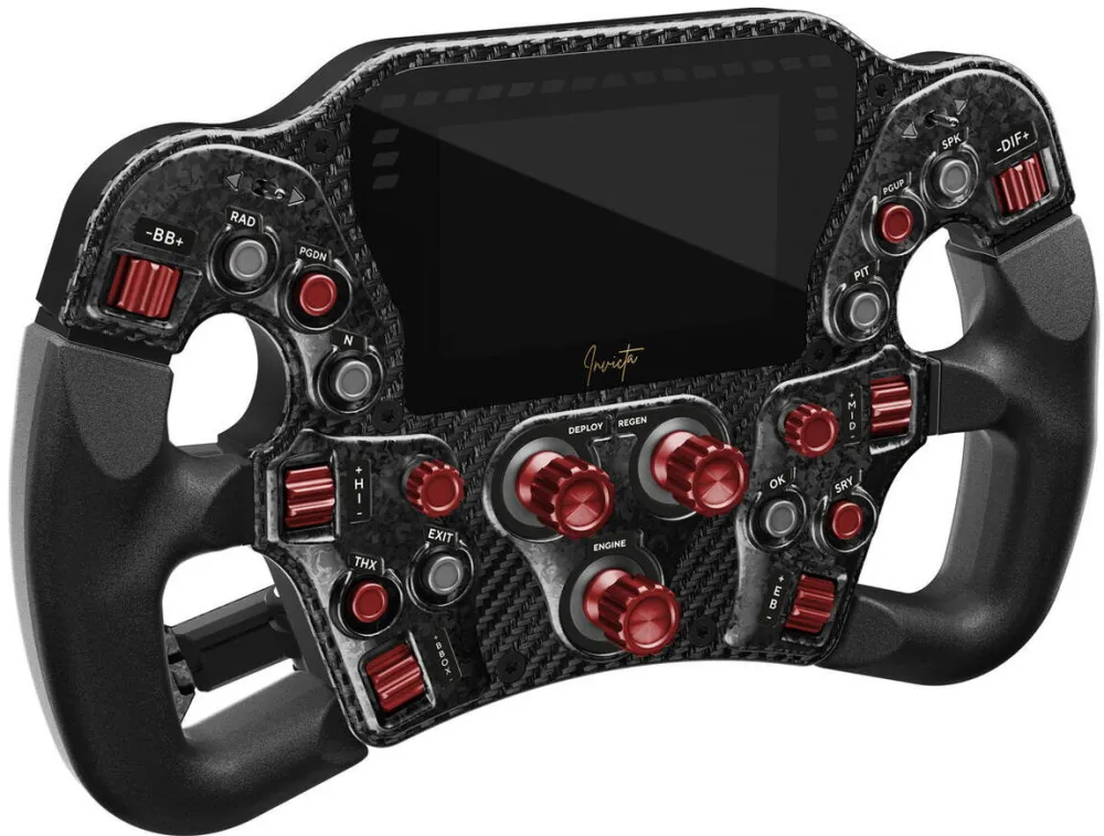 Volan Asetek SimSports Invicta Formula Lenkrad, 4,3" LCD, USB-C - Red on Black Edition