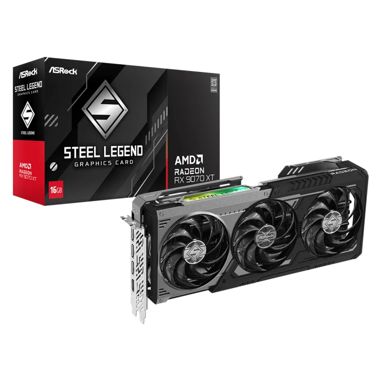 Placa Video ASRock Steel Legend Radeon RX 9070 XT Dark 16GB