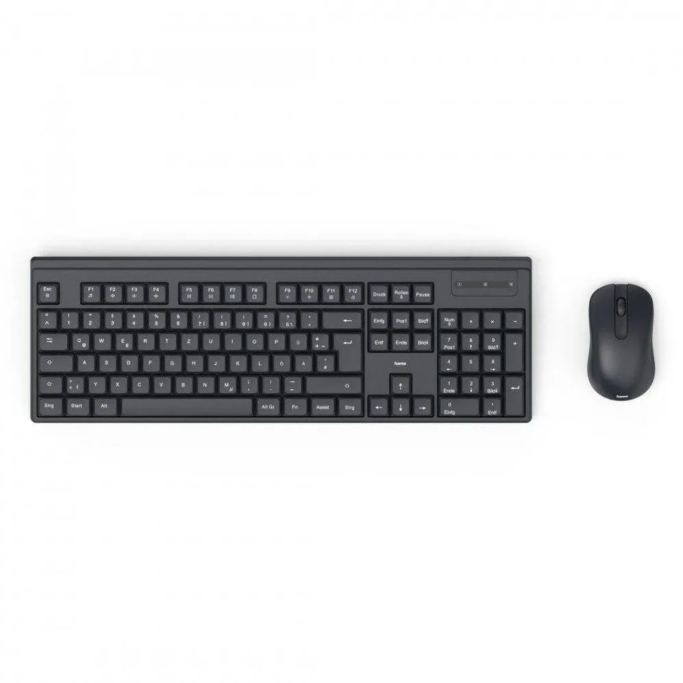 Tastatura HAMA Set tastatura si mouse Hama WKM-100, wireless, QWERTY, 2,4 GHz, negru
