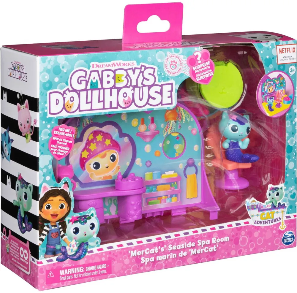 Spin Master Gabby's Dollhouse Deluxe Room Playset - Wellness Room with Meerkat, Play Figure