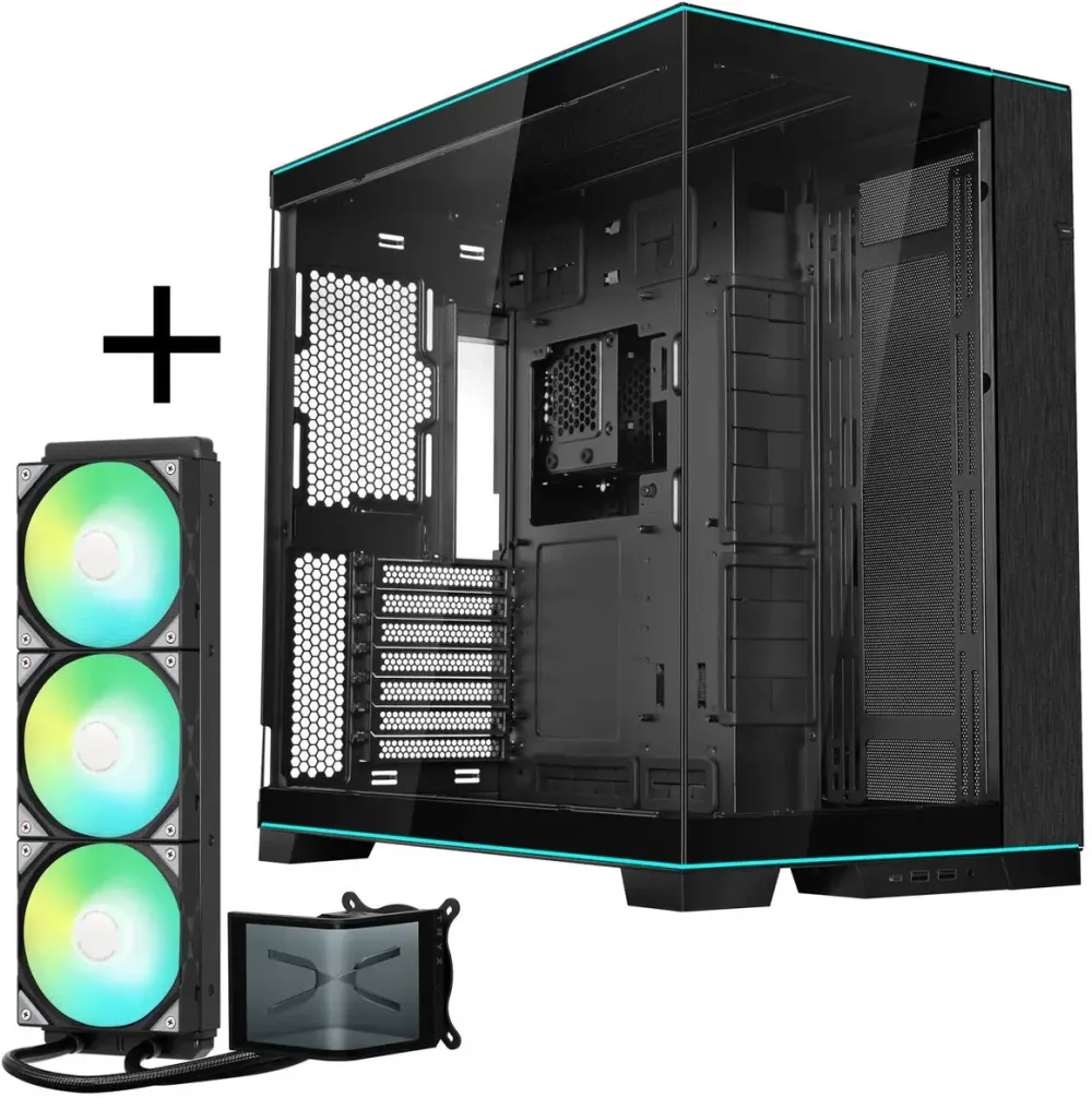 Carcasa PC King Kits O11D EVO RGB + TRYX PANORAMA SE ARGB Racire completa cu apa - negru, 360 mm