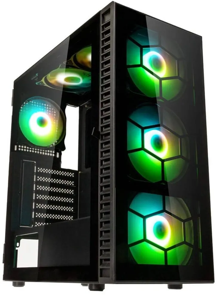 Carcasa PC Kolink Pro GamersWare Observatory HF Plus, Negru, cu 6 ventilatoare ARGB PWM (5x140mm, 1x120)
