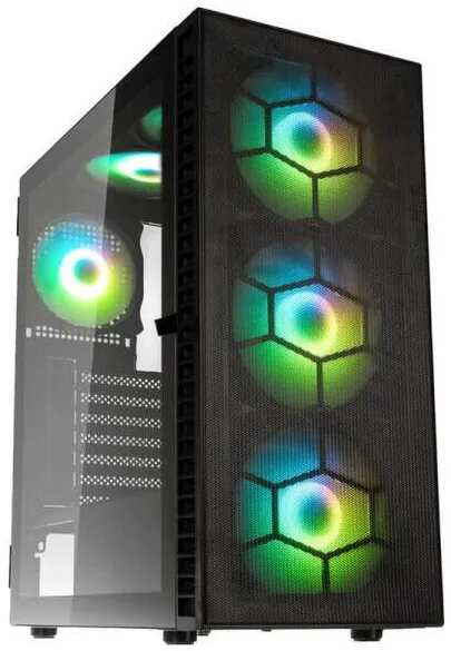 Carcasa PC Kolink Pro GamersWare Observatory HF Plus, Negru, cu 6 ventilatoare ARGB PWM, dimensiuni 5x140mm x 1x120