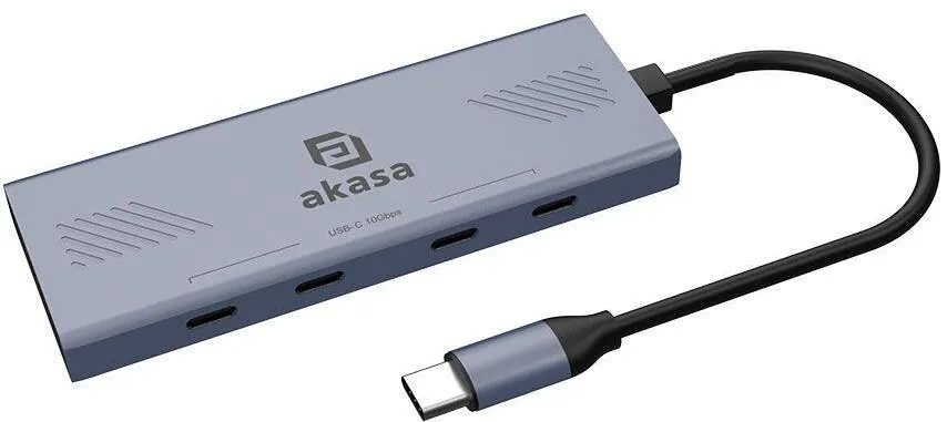 Akasa Hub USB Akasa 4 Porturi Type-C, 10Gbps, gri