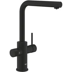 Grohe Baterie bucatarie Grohe Blue Pure Minta 30590KF0, inalta, tip L, dus extractabil, filtrare, necesita filtru, Negru mat