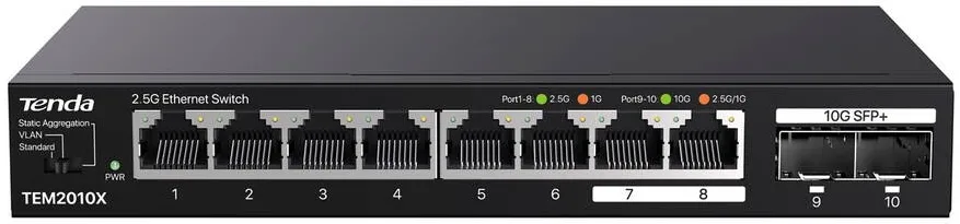 Switch Tenda TEM2010X network switch 2.5G Ethernet (100/1000/2500) Desktop Black