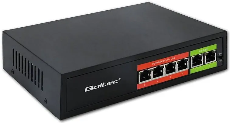 Switch QOLTEC Switch fara management Qoltec, 4x RJ45, 2x RJ45 Uplink, 65W, 10/100Mb/s