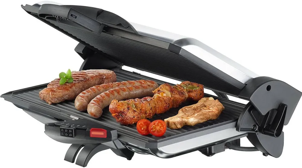 Steba Grill electric Steba, PG 4.3, 2000 W, suprafata mare de gatire, gratar de masa, control temperatura, ideal pentru friptura, grasimi reduse, curatare usoara, argintiu