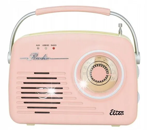 Eltra Radio portabil ELTRA Luiza, analogic, roz, cu USB si slot microSD
