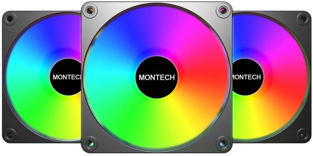 Montech Ventilator PC 120mm Montech GF120 V2 ARGB PWM, Kit 3 Ventilatoare, Black
