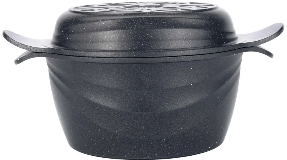 NeoKlein Oala CS18-Black 2in1, cu capac ce poate fi folosit ca Tigaie, 18 cm, 1.8 L, aluminiu turnat, invelis anti-aderent, Negru