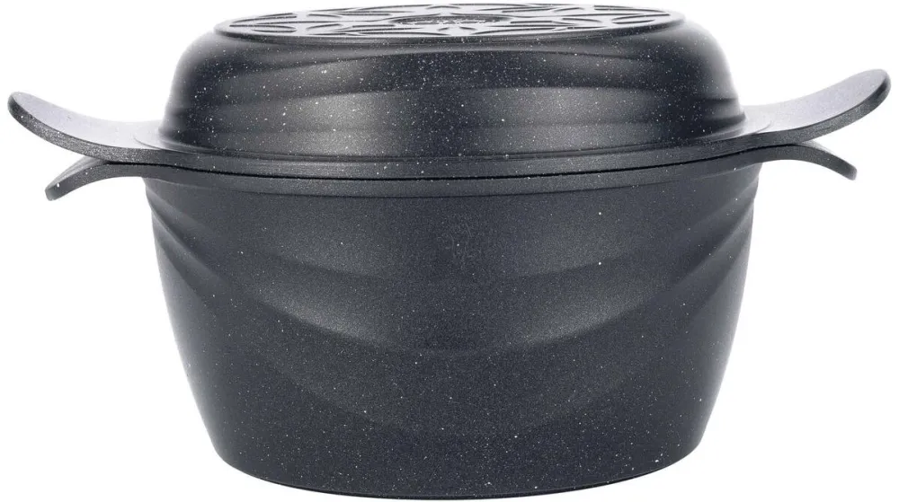 NeoKlein Oala CS20-Black 2in1, cu capac ce poate fi folosit ca Tigaie, 20 cm, 2.6 L, aluminiu turnat, invelis anti-aderent, Negru