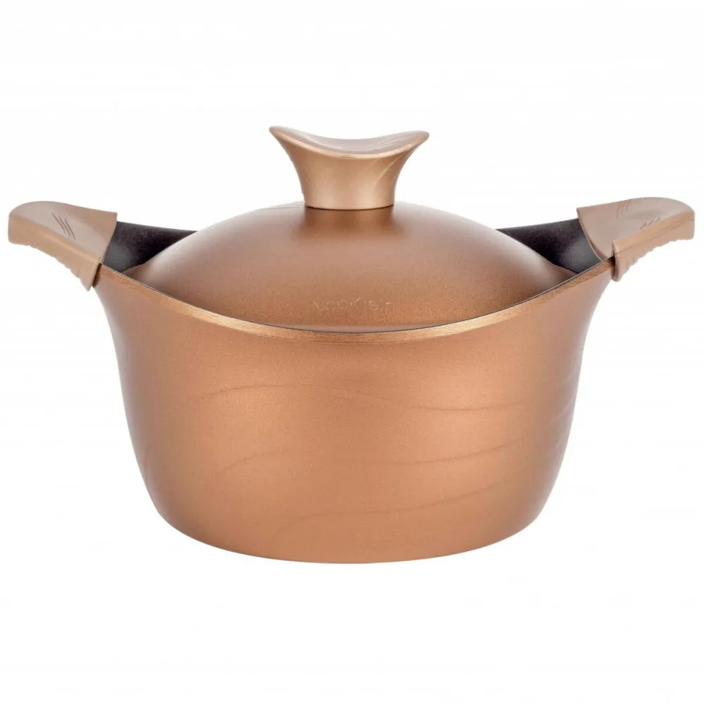 NeoKlein Oala cu capac CS30, diametru 30 cm, capacitate 6.8 L, aluminiu turnat, invelis anti-aderent, Auriu