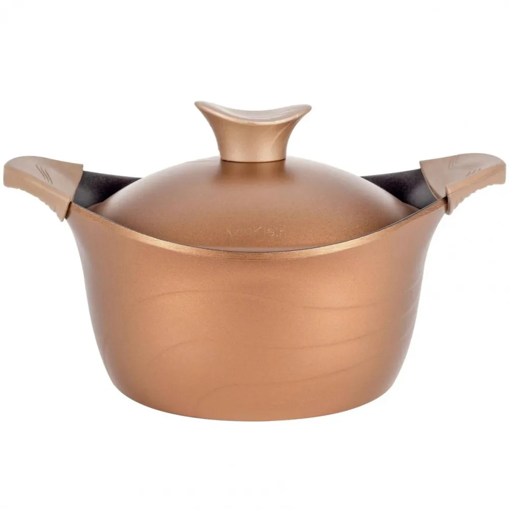 NeoKlein Oala cu capac CS32, diametru 32 cm, capacitate 7.6 L, aluminiu turnat, invelis anti-aderent, Auriu