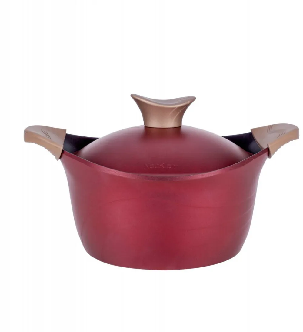 NeoKlein Oala CS32-Cherry, cu capac, 32 cm, 10 L, aluminiu turnat, invelis anti-aderent, Rosu